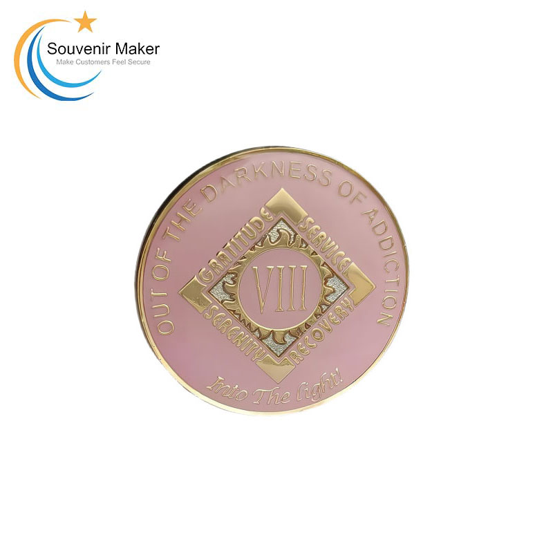 Custom Bright Gold Coin With Dome