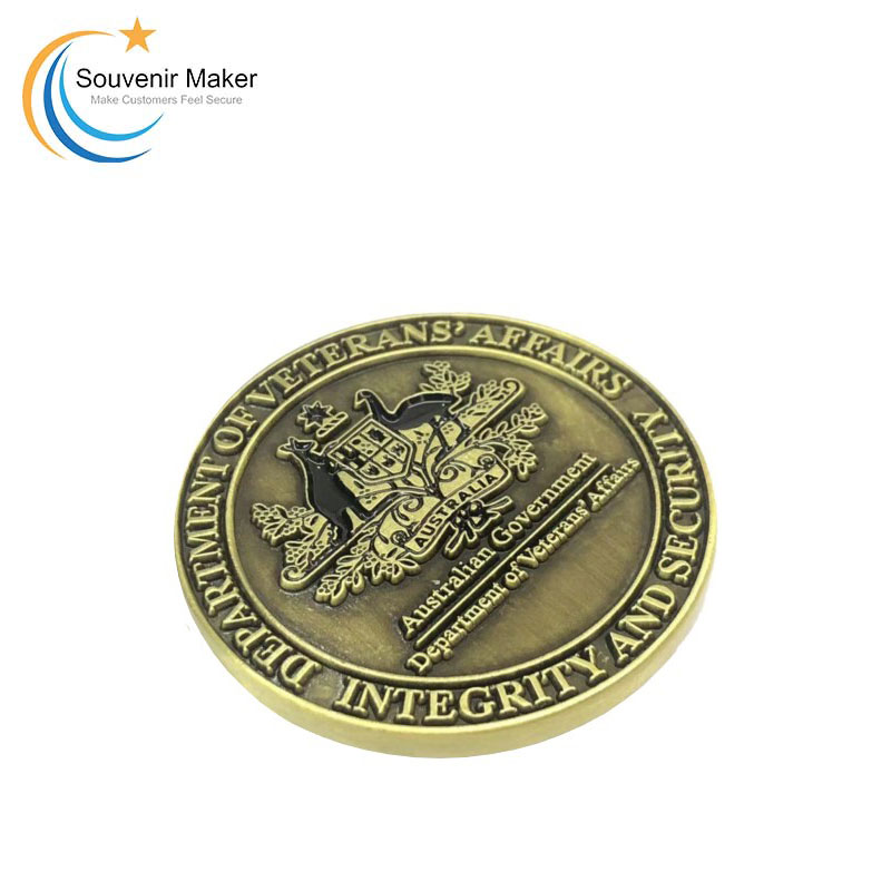 Custom Challenge Coin In Antique Brass Plating