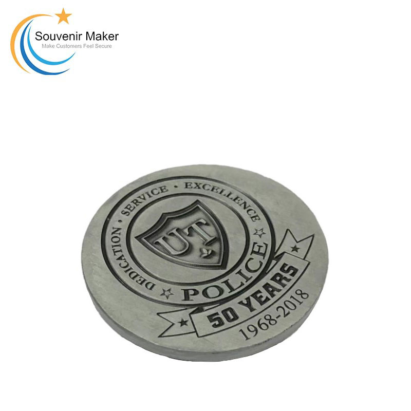 Custom Challenge Coin In Antique Silver