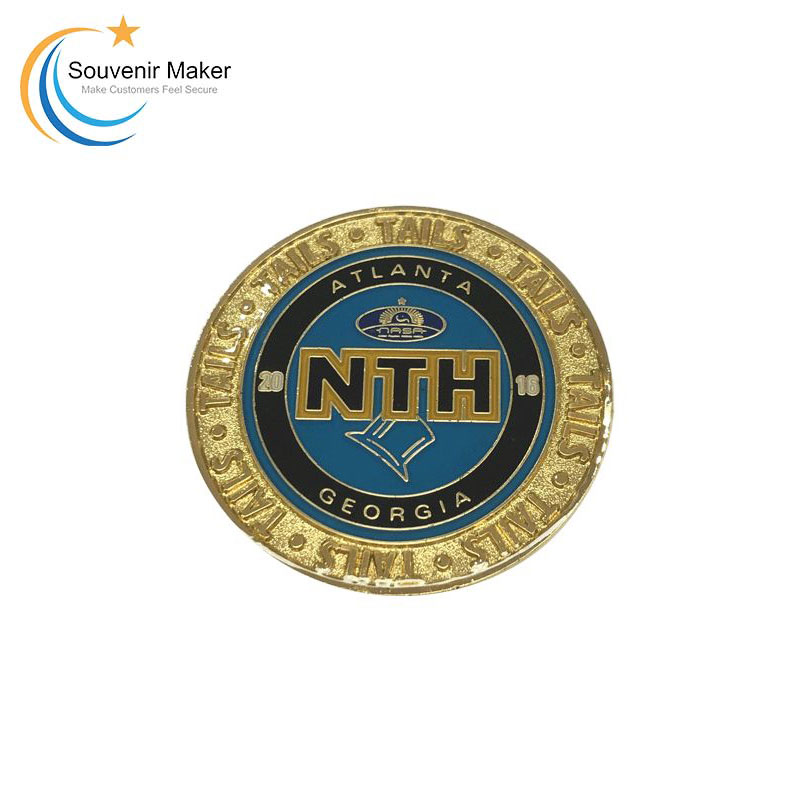 Custom Bright Brass Coin With Epoxy Coating