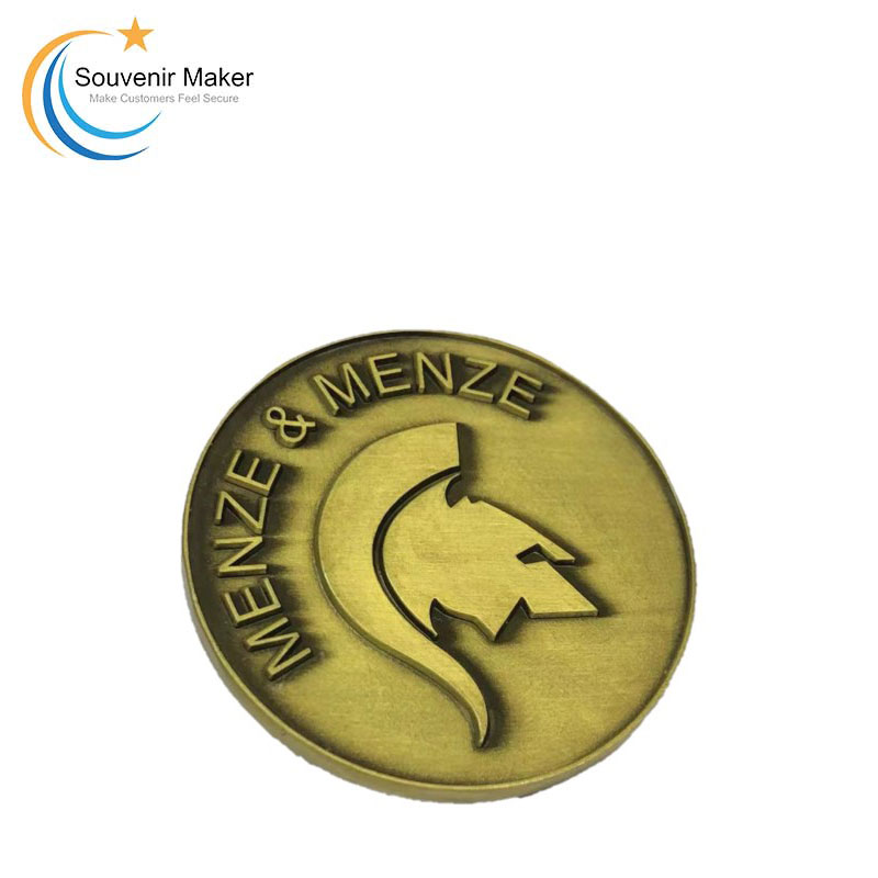 Custom Lettered Antique Brass Challenge Coin
