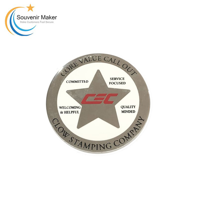 Custom Team Bright Silver Plated Challenge Coin