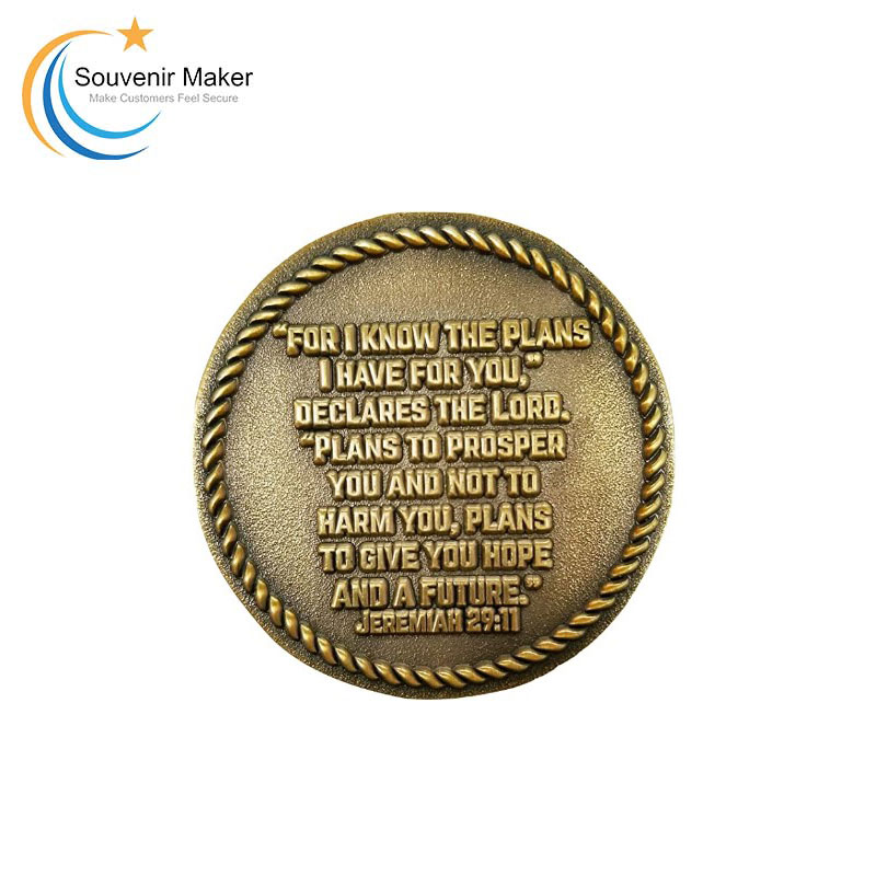 Custom Anchor Antique Gold Plating Challenge Coin